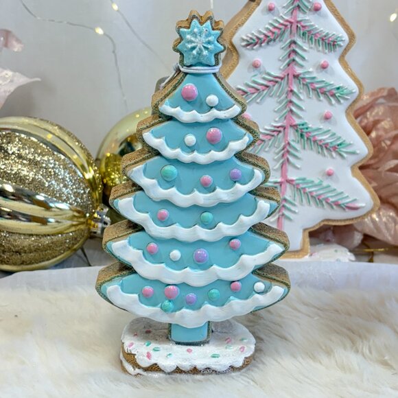 Christmas Mrs. Claus' Bakery Gingerbread Cookie Blue Icing Tabletop Decor 8" - Picture 1 of 7
